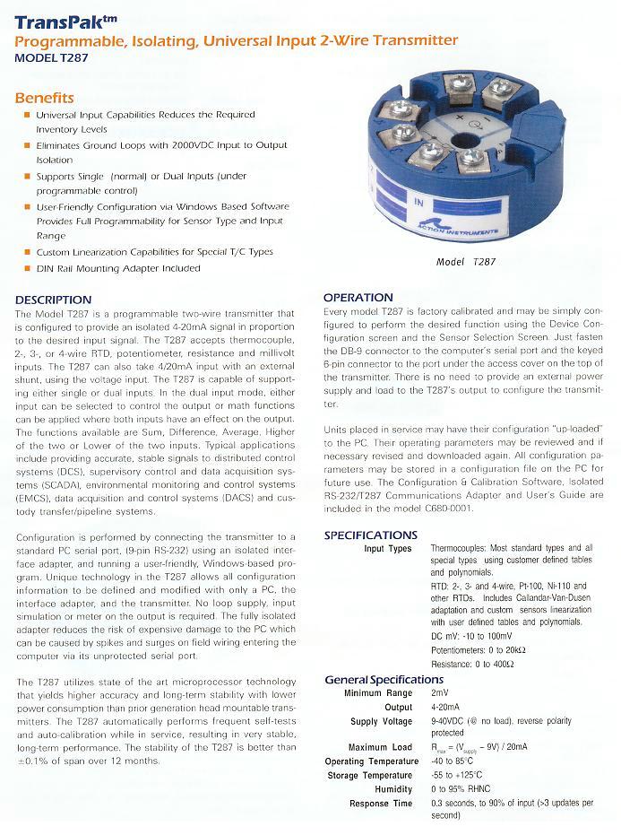 Two-Wire Transmitters - Product Info