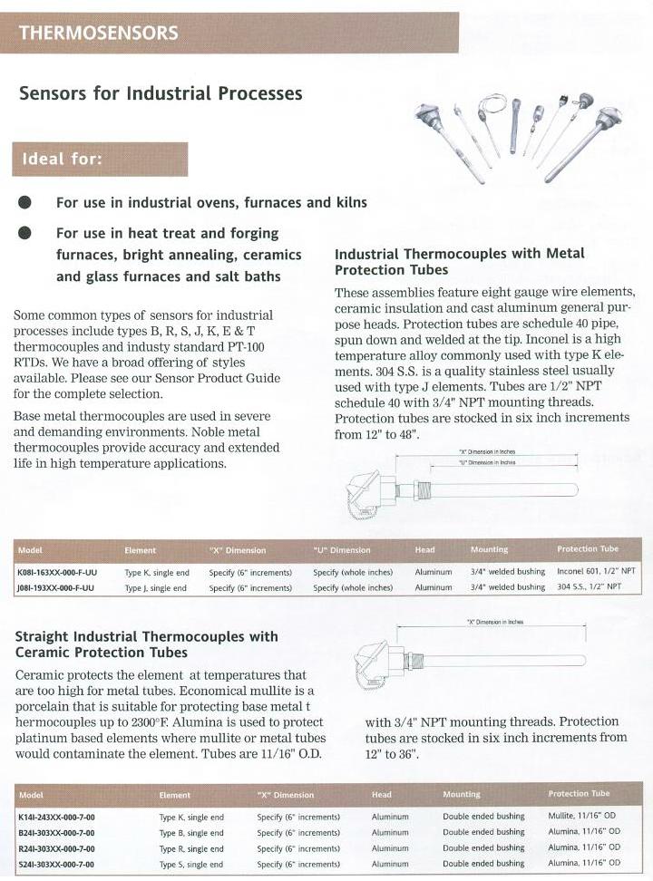 Industrial Thermocouples - Product Info
